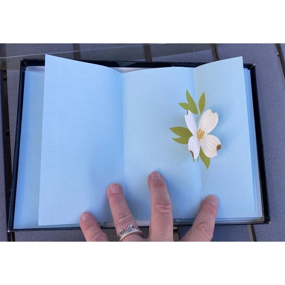 Vintage Pop Up stationery dogwood flower Chris Crowell design paper engineering